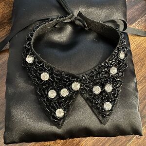 Elegant Black Beaded Collar Necklace